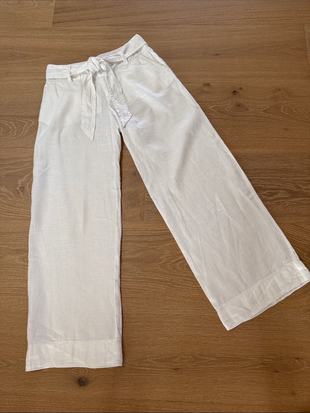 Banana Republic White Wide-Leg Tie-Waist Pants